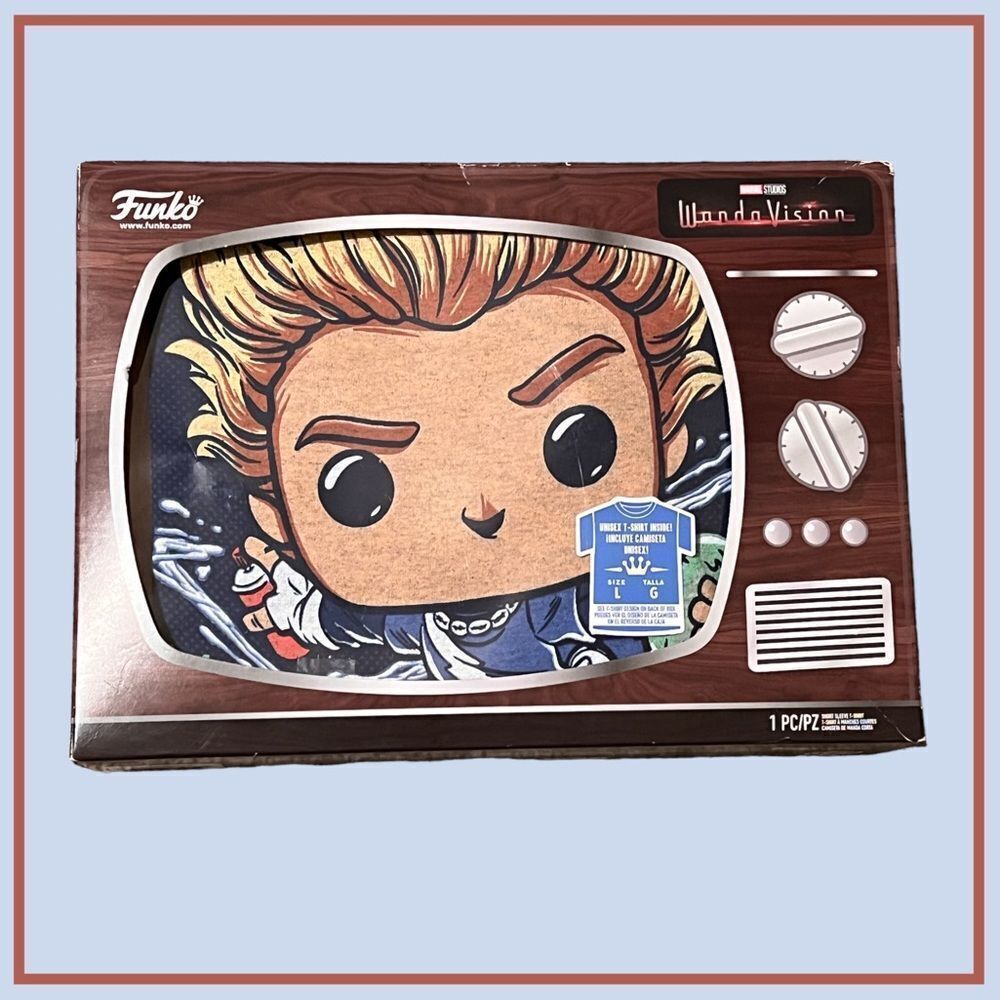 FUNKO Marvel Studios WandaVision “PIETRO” Lg Grey Pop T-shirt Collectors Box New